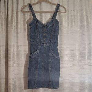 Jopna Denim Mini Dress with Button Front - Blue Small